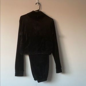 Black velour sweatsuit